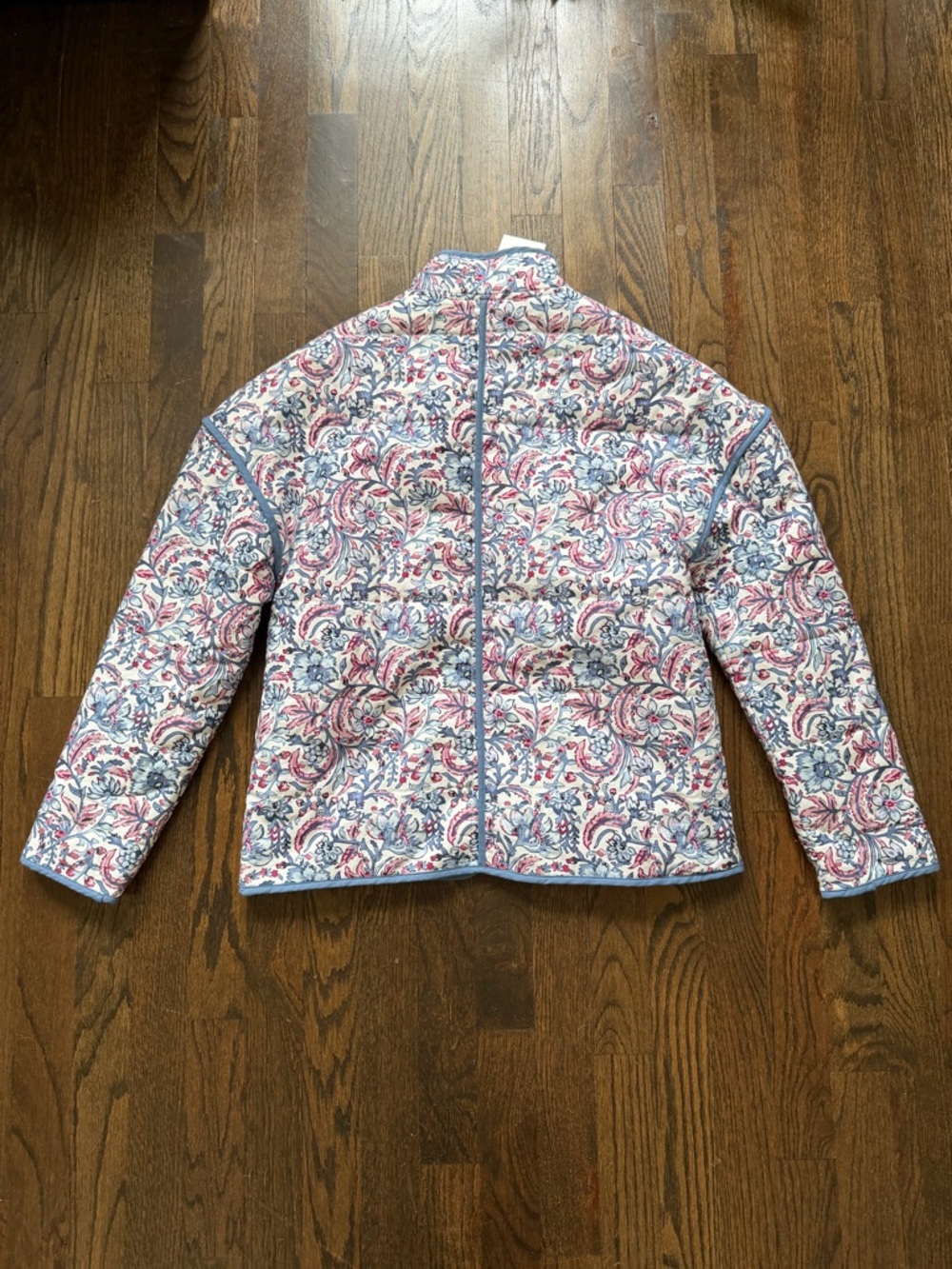 7 For All Mankind Quilted Floral Jacket in Blue and Pink - Picture 2 of 8